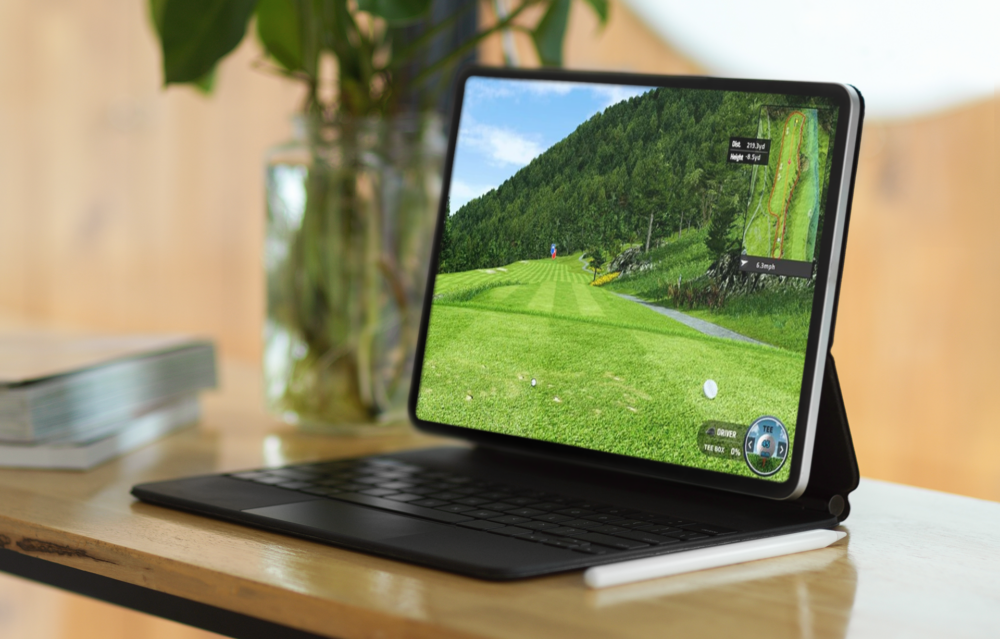 Golf simulator swing data and analysis on a tablet