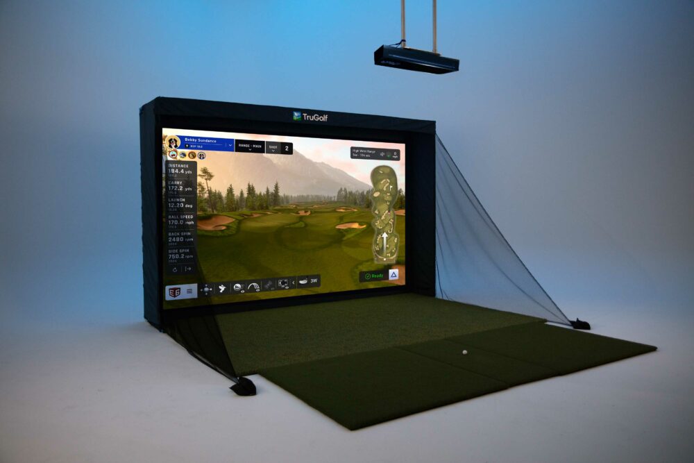 TruGolf MAX in a finished home golf room